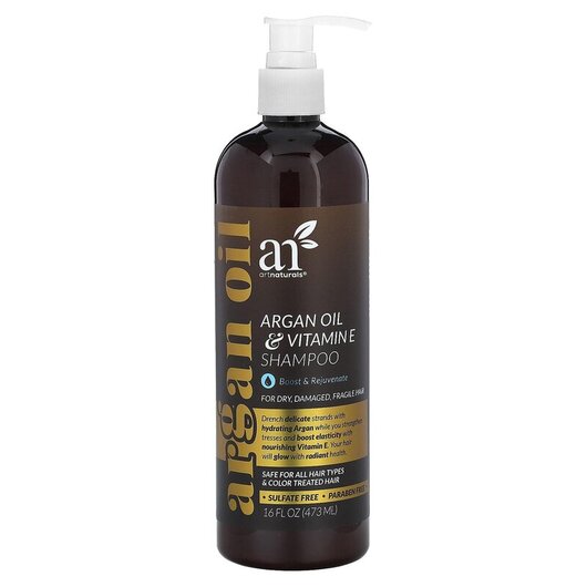 Основне фото товара Argan Oil & Vitamin E Shampoo Основне фото товара Artnaturals, Argan Oil & Vitamin E Shampoo, Шампунь, 473 мл