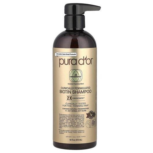 Основне фото товара Professional Grade Biotin Shampoo Основне фото товара Pura D'or, Professional Grade Biotin Shampoo, Шампунь, 473 м