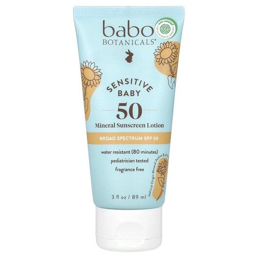 Основне фото товара Baby Skin Mineral Sunscreen SPF 50+ Основне фото товара Babo Botanicals, Sunscreen SPF 50+, Сонцезахисний крем, 89 мл